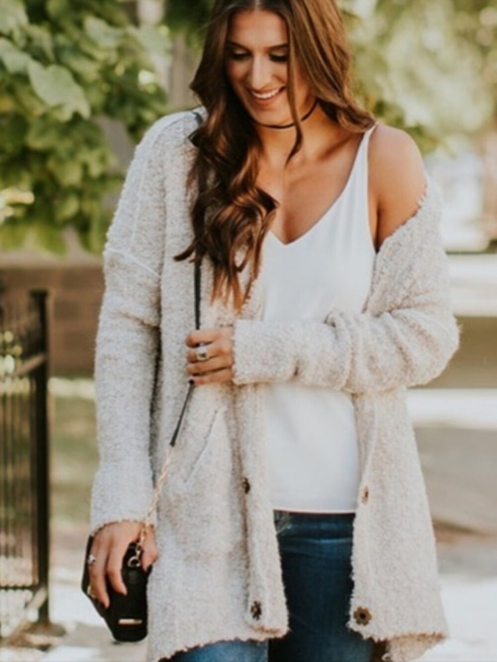 Free People Boucle Cardi Sweater Alpaca Blend S Beige Cozycore Cottagecore - Picture 2 of 15